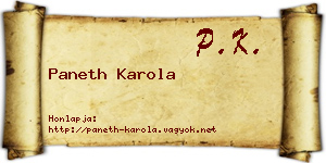 Paneth Karola névjegykártya